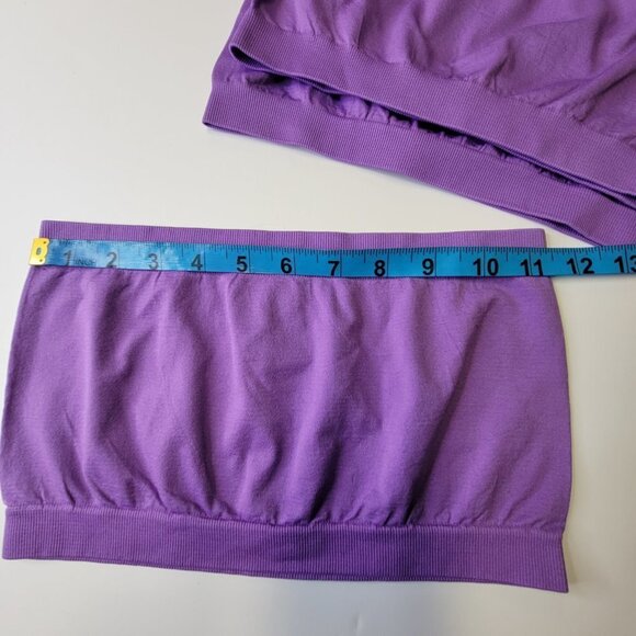 PURPLE Crop Top Stretchy Ribbed Bandeau Tube Top - One Size- NEW - Picture 3 of 7